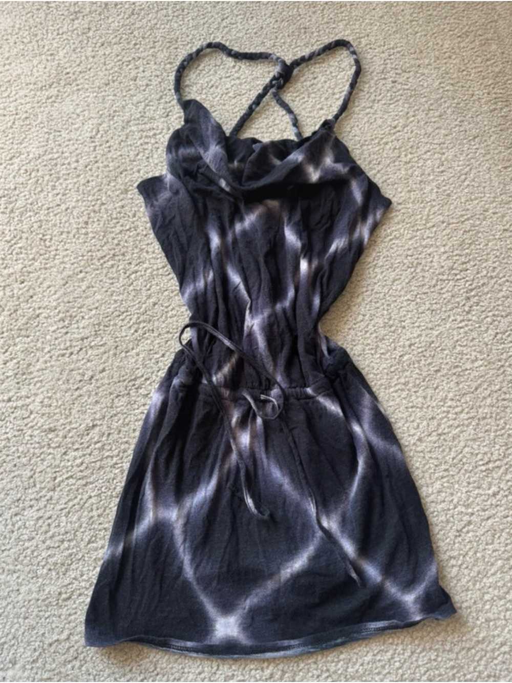 Converse y2k 2000s Black and Gray Tie-Dye Midi Slip Dress streetwear